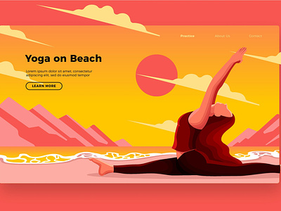 Yoga On Beach - Banner & Landing Page