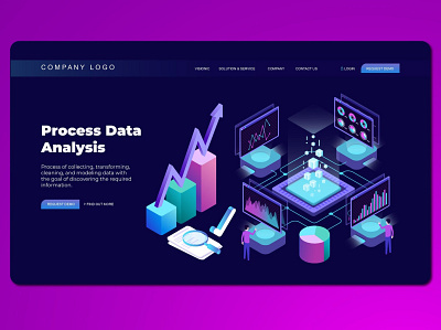 Isometric Landing Page app banner concept design development illustration landing landing page marketing process professional it profit ui ui design ux ux design web development web maintance webapp website