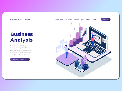 Isometric Landing Page app banner concept design development isometric landing page marketing page process professional it profit ui ui design ux ux design web development web maintance webapp website