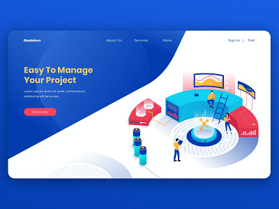 Isometric Landing Page app banner concept design development isometric landing page marketing page process professional it profit ui ui design ux ux design web development web maintance webapp website