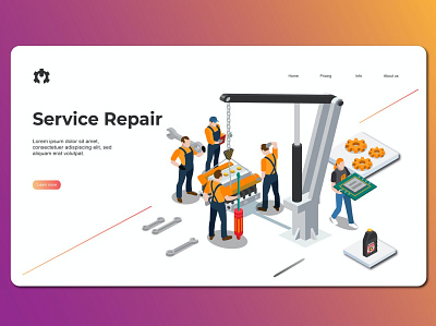 Isometric Landing Page app banner concept design development isometric landing page marketing page process professional it profit ui ui design ux ux design web development web maintance webapp website