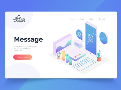 Message - Isometric Landing Page app banner concept design development isometric landing page marketing page process professional it profit ui ui design ux ux design web development web maintance webapp website