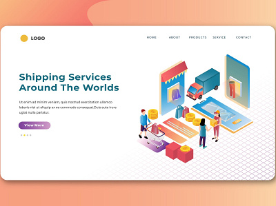 Isometric Landing Page app banner concept design development isometric landing page marketing page process professional it profit ui ui design ux ux design web development web maintance webapp website