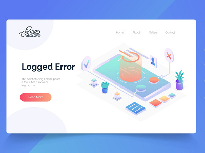 Logged Error- Isometric Landing Page app banner concept design development isometric landing page marketing page process professional it profit ui ui design ux ux design web development web maintance webapp website