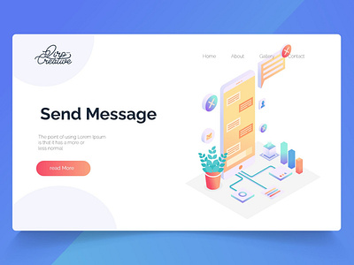 send message - Isometric Landing Page