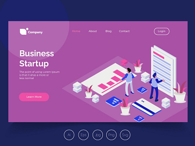 Isometric Landing Page app banner concept design development isometric landing page marketing page process professional it profit ui ui design ux ux design web development web maintance webapp website