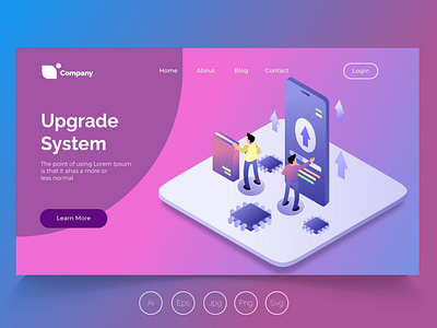 Isometric Landing Page vol.28 app banner concept design development engine isometric landing page management process professional it profit ui ui design ux ux design web development web maintance webapp website