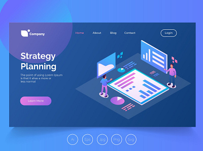 Isometric Landing Page vol.22 app banner concept design development engine isometric landing page management process professional it profit ui ui design ux ux design web development web maintance webapp website