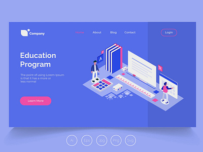 Isometric Landing Page vol.10 app banner design development education education program illustration isometric landing page management professional it profit ui ui design ux ux design web development web maintance webapp website