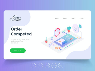 Isometric Landing Page QRS10 app banner design development illustration isometric landing page management order order completed professional it profit ui ui design ux ux design web development web maintance webapp website