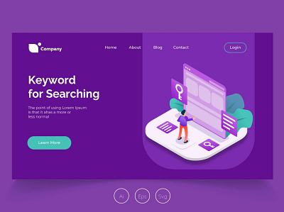 Isometric Landing Page vol. 27 app banner design development illustration isometric keyword landing page management professional it profit searching ui ui design ux ux design web development web maintance webapp website