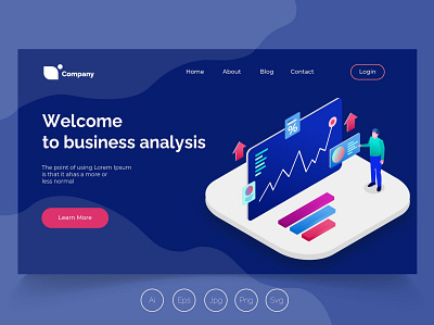 Isometric Landing Page vol. 15 app banner business analysis bussines design development illustration isometric landing page management professional it profit ui ui design ux ux design web development web maintance webapp website