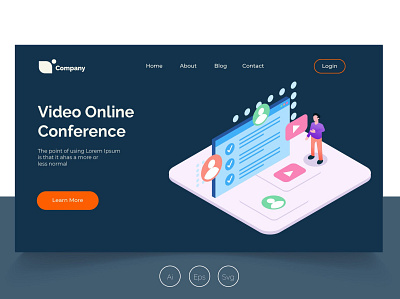 Isometric Landing Page vol. 30 app banner design development hiring illustration isometric isometric landing page landing page management professional it profit ui design ux ux design video online web development web maintance webapp website