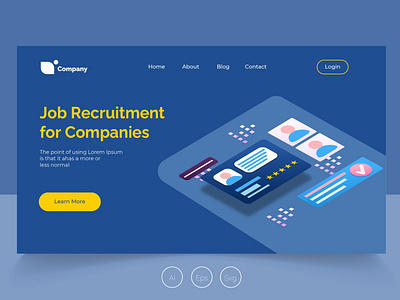 Isometric Landing Page vol. 26 app banner companies development ecruitment companies hiring isometric isometric landing page job job recruitment job recruitment companies landing page profit recruitment ux ux design web development web maintance webapp website