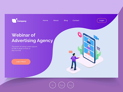 Isometric Landing Page vol. 40 advertisting advertisting agency agency app banner development hiring isometric isometric landing page job landing page profit ux ux design web development web maintance webapp webinar webinar advertisting website