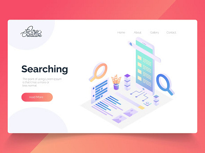 Searching - Isometric Landing Page analyze app banner design development illustration isometric isometric landing page landing landing page page profit searching ui ui design ux ux design web development webapp website