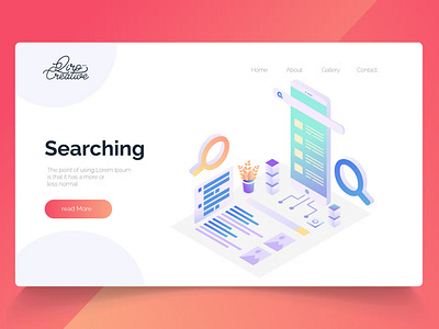 Searching - Isometric Landing Page