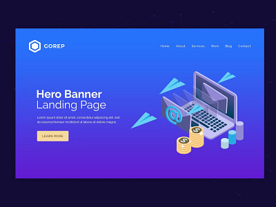 FREE- Hero Banner Template app design graphics illustration information interface interior landing page learning tech technology template ui ui design user ux ux design webdesign webpage website