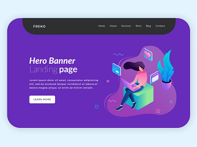 FREE Hero Banner Template advertisting agency ai vector app branding design illustration internet isometric landing page landing landing page optimization ui ui design ux ux design vector template virtual reality web psd webapp website