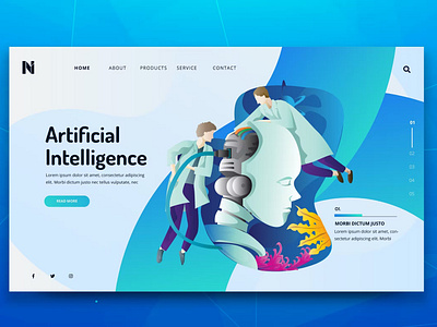 Artificial Intelligence Web ai template ai vector app artificial artificial intelligence branding design entertainment games web illustration internet multimedia isometric reality ui ui design ux ux design web web psd website