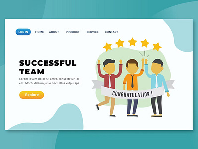 Successful Team - XD PSD AI Vector Landing Page