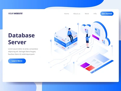 Database Server - Landing Page app branding database database server design developer graphic design illustration landing landing page networking sketchapp symbol ui ui design ux ux design web web developer website