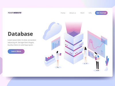 Database - Landing Page app branding database database server design developer graphic design illustration landing landing page networking sketchapp symbol ui ui design ux ux design web web developer website