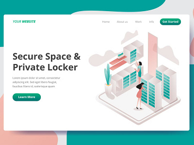 Secure Space & Private Locker - Landing Page app branding concept design graphic design illustration landing landing page office page private locker secure secure space space ui ui design ux ux design web development website