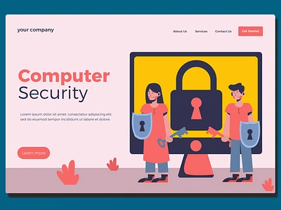 Computer Privacy - Landing Page app branding career computer privacy design development digital digital online graphic design illustration landing page personal development tech training ui ui design ux ux design web website