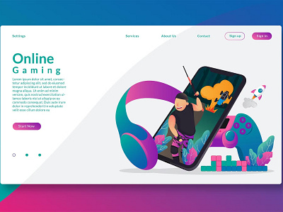 Online Gaming - Web Header & Vector GR app branding cybersecurity data security design ecommerce illustration landing landing page online delivery online gaming page startup ui ui design ux ux design vector gr web header website