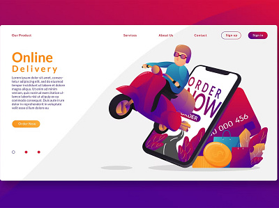 Online Delivery - Web Header & Vector GR app branding cybersecurity data security design ecommerce illustration landing landing page online delivery online gaming page startup ui ui design ux ux design vector gr web header website