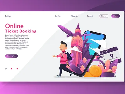 Online Ticket Booking - Web Header & Vector GR app design ecommerce graphic design illustration landing landing page musician online online ticket singer ticket ui ui design ux ux design vector gr web web header website