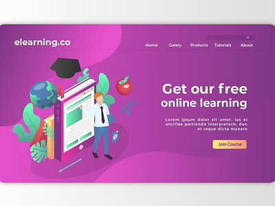 Online Learning Isometric Landing Page Vol. 01