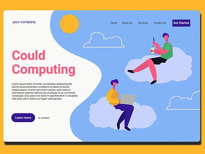 Cloud Computing - Landing Page app branding cloud computing design graphic design illustration landing landing page learning isometric meditation online learning page template template ui ui design ux ux design video chat web header website