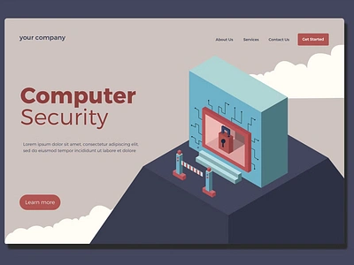 Computer Security - Landing Page app big server branding career computer privacy computer security design development illustration landing landing page learning isometric page template personal development training ui ui design ux ux design website