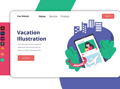 Vacation - Landing Page app branding data analyst design development graphic design header illustration landing landing page onboarding ui ui design ux ux design vacation web developemnt web template website workdesk