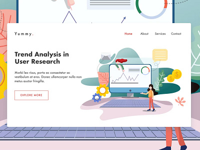 Trending research app art director branding design designer flat graphic design idea illustration landing page mobile app mock up process web ui ui design ux ux design web template website yummyds