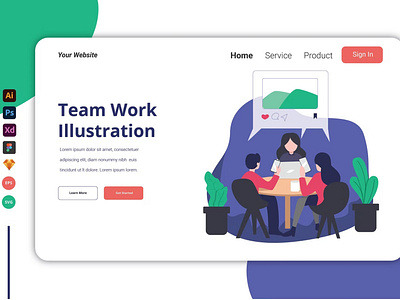 Team Work Ilustration - Landing Page