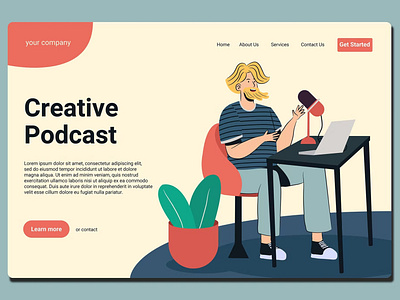 Podcast - Landing Page app branding design development graphic graphic design illustration landing landing page motion graphics page process template ui ui design ux ux design walkthrough web website