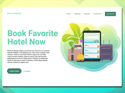 Traveling - Landing Page app application branding business design digital graphic design hotel illustration interface landing page onboarding technology traveling ui ui design ux ux design walkthrough website