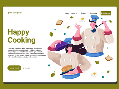 Happy Cooking - Landing Page app branding cooking design graphic graphic design happy cooking illustration landing landing page process template ui ui design ux ux design walkthrough web web development website