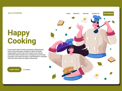 Happy Cooking - Landing Page app branding cooking design graphic graphic design happy cooking illustration landing landing page process template ui ui design ux ux design walkthrough web web development website