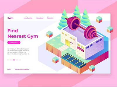 Gym Isometric - Banner & Landing Page app banner branding concept design development graphic design gym isometric illustration landing landing page launch motion graphics strategy ui ui design ux ux design webapp website