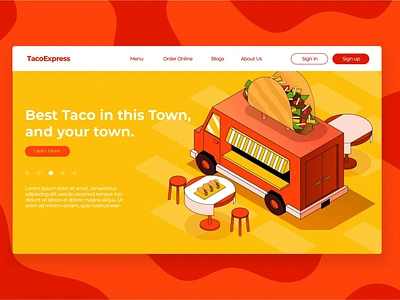 Taco Truck Isometric - Banner & Landing Page app banner branding design development graphic design illustration isometric landing landing page motion graphics taco taco truck truck isometric ui ui design ux ux design webapp website