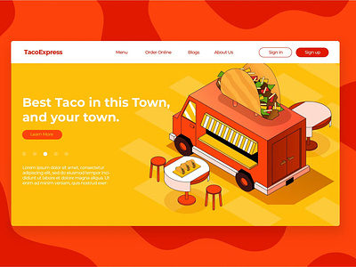 Taco Truck Isometric - Banner & Landing Page