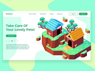 Pet House Isometric - Banner & Landing Page