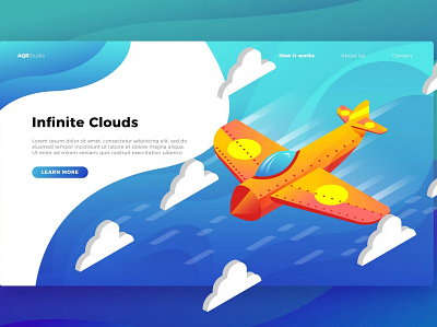 Free Airplane Clouds - Banner & Landing Page airplane clouds app banner branding design development graphic design illustration landing page motion graphics pitching ideas process strategy technology ui ui design ux ux design webapp website