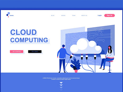 FREE Cloud Computing Flat Landing Page Template app assets branding cloud computing computing flat design digital business email graphic design illustration isometric landing landing page motion graphics page template teamwork ui ui design ux ux design website