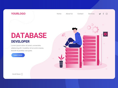 Free Database Developer - Landing Page app branding database database developer design developer e book graphic design illustration landing landing page login page motion graphics page tutorial ui ui design ux ux design website