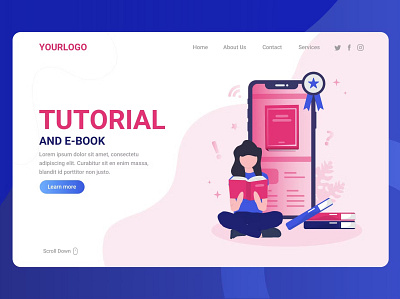 Free Tutorial and E-book - Landing Page app branding database database developer design developer e book education graphic design illustration landing landing page login page online education tutorial ui ui design ux ux design website